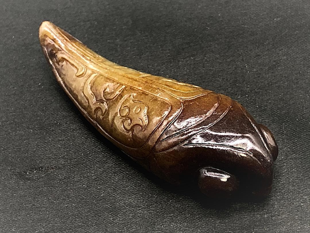 【 玉蝉瑪瑙根付 明～清朝期】　倣古葬玉　中華古玩
