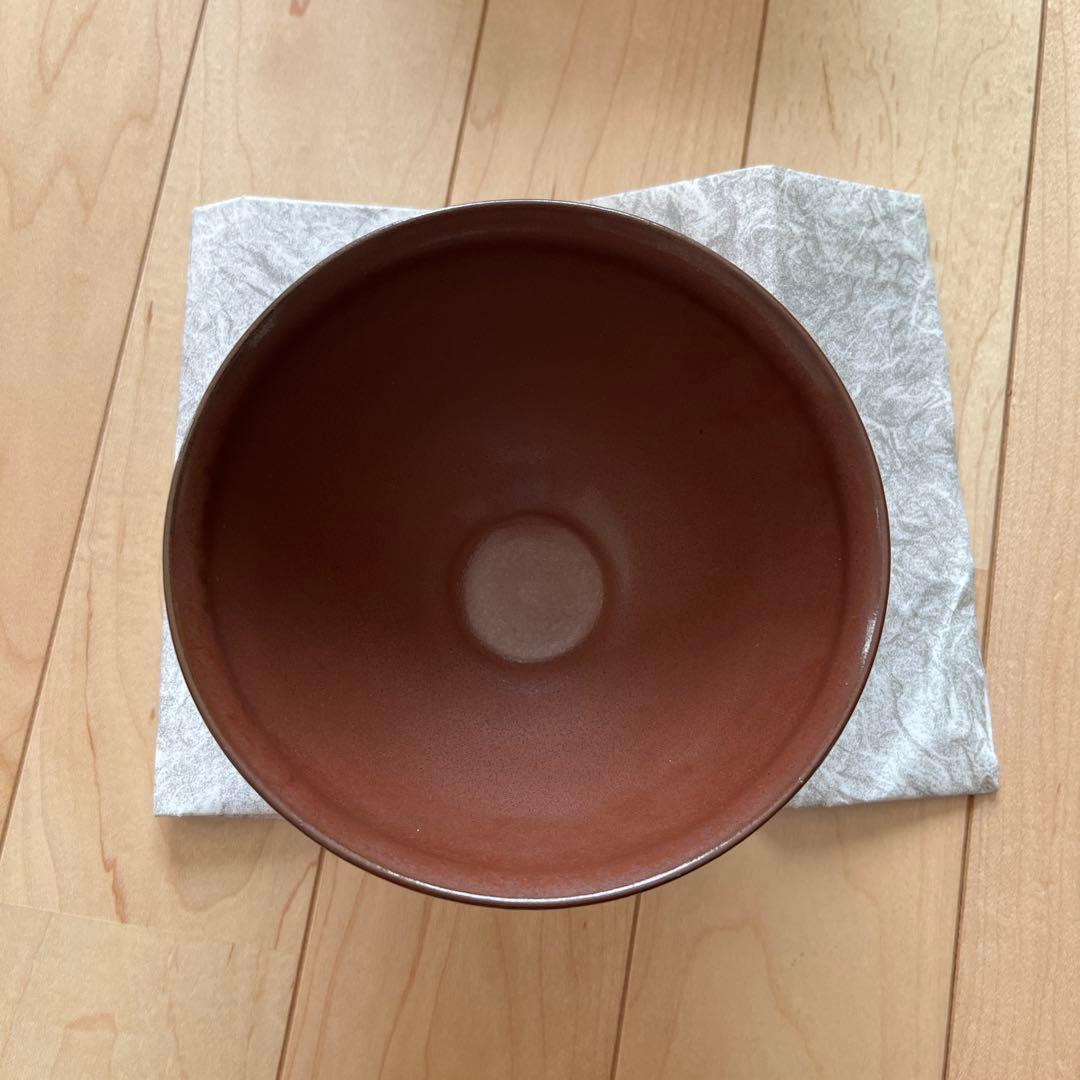 人間国宝　清水卯一作　柿天目　茶碗