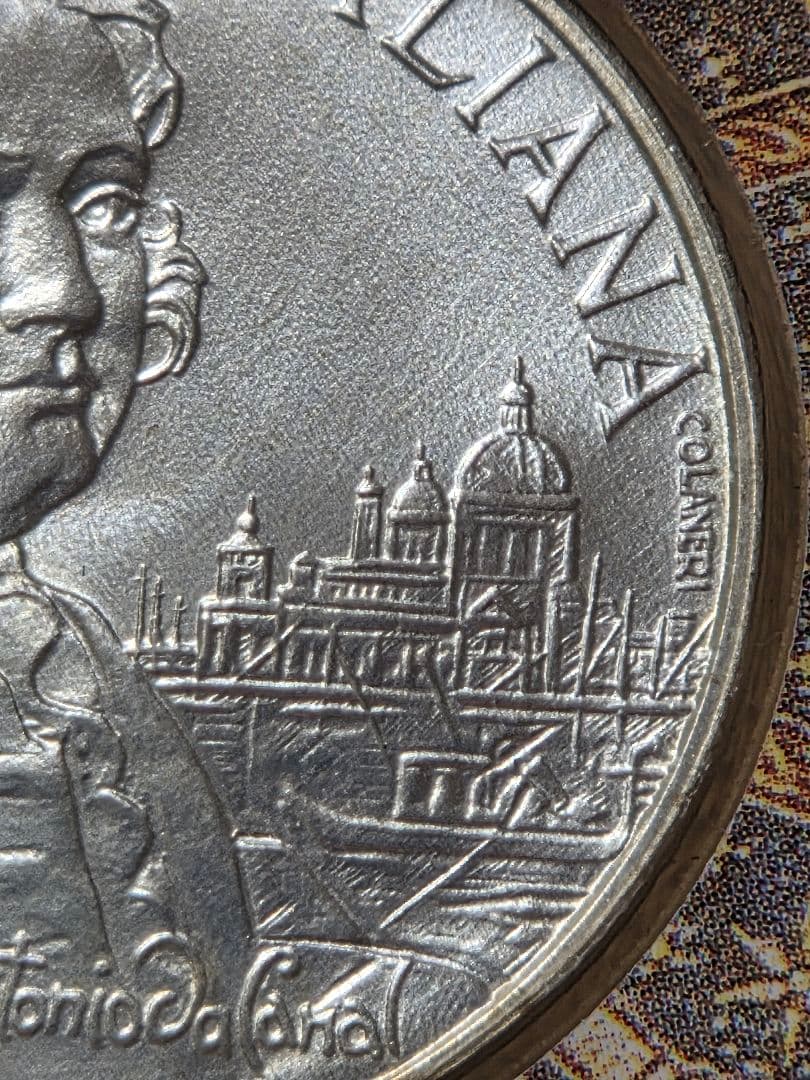 イタリア共和国　カナレット生誕300周年記念　5000リレ銀貨　1997