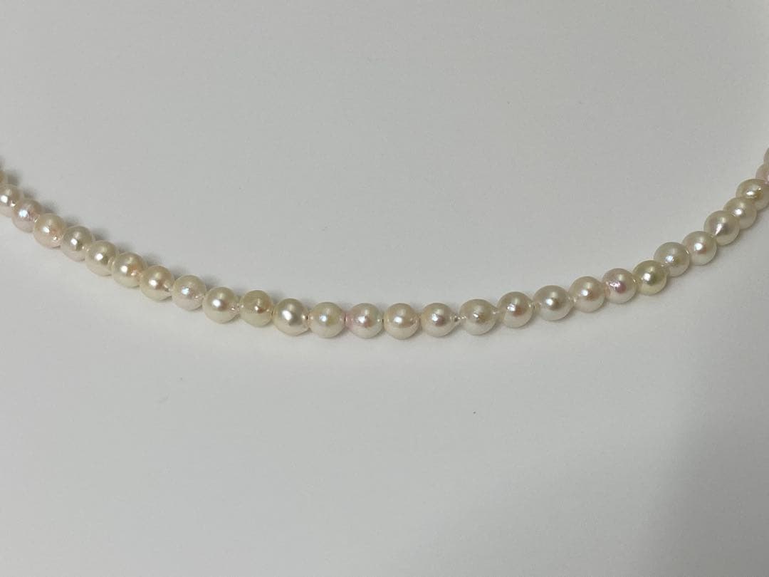 ベビーあこや真珠3.5〜4㎜珠43.5㎝バリシルバー24Kマンテルネックレス