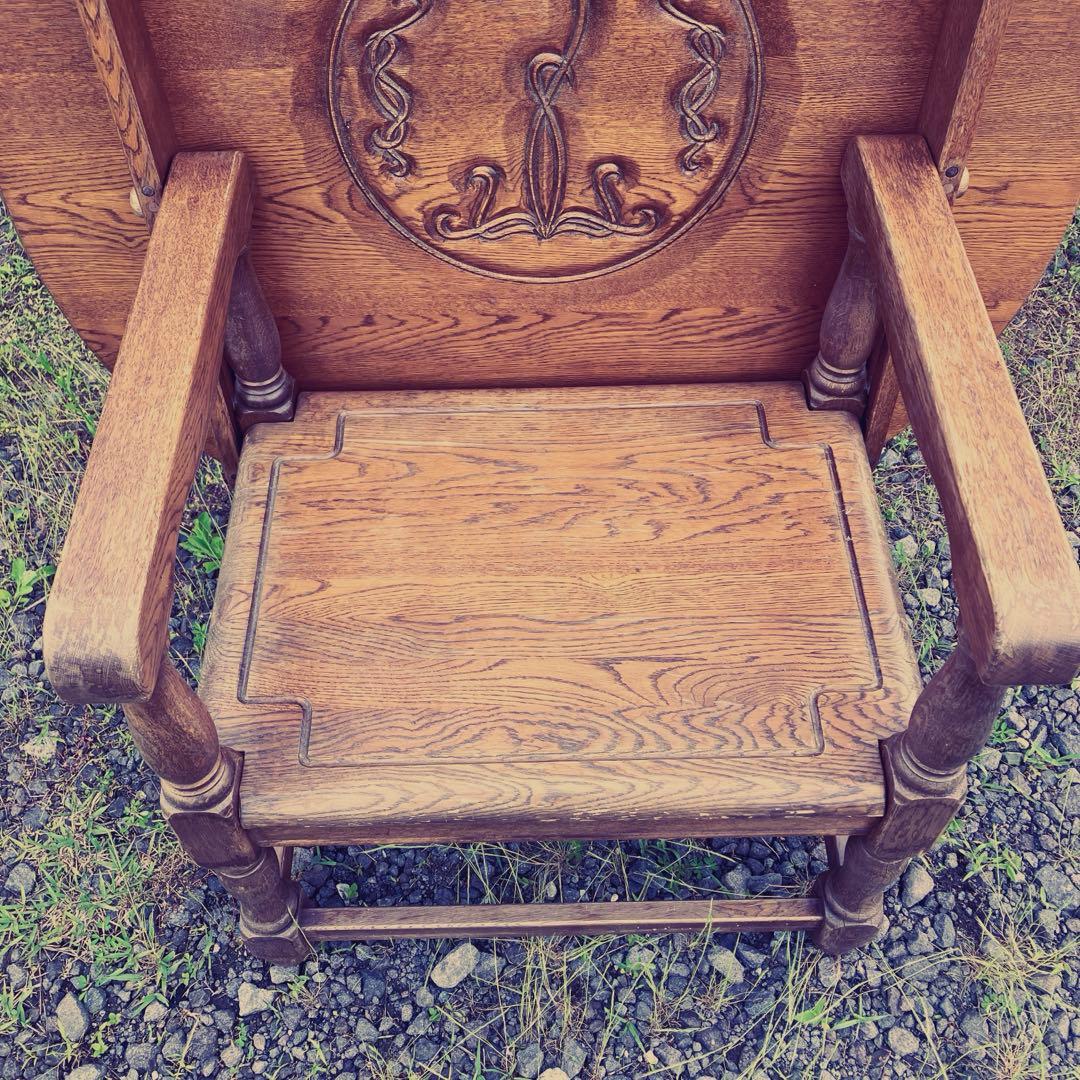 希少高級 オーク無垢材モンクスチェア アームチェア ラウンドテーブル 2way