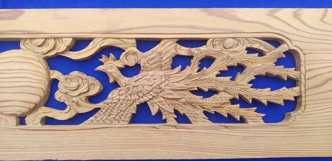 【欄間】鳳凰 3尺×5寸×0.4寸 (杉) |仏壇 508