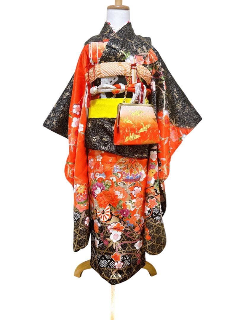 お買い得品♡七五三　7歳　女の子　フルセット　一式　朱色　黒