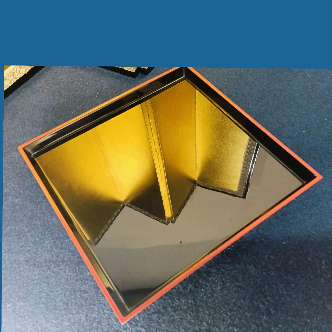 AJ19 光華造 菓子器 銀線文 四方型 四方盆付 螺鈿摘み 木製漆塗 共箱