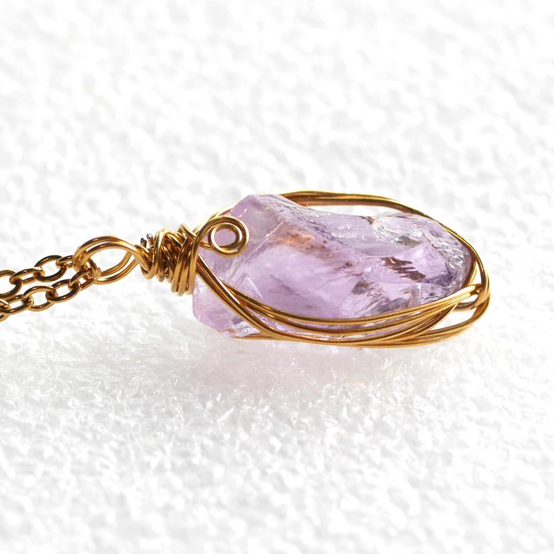 レア☆ワイヤー巻き☆宝石質カラーチェンジアメジスト（チェーン付）