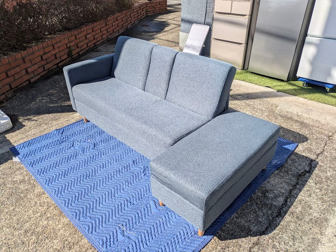 3人掛けソファベッド＋オットマン付き 状態良好のグレー系