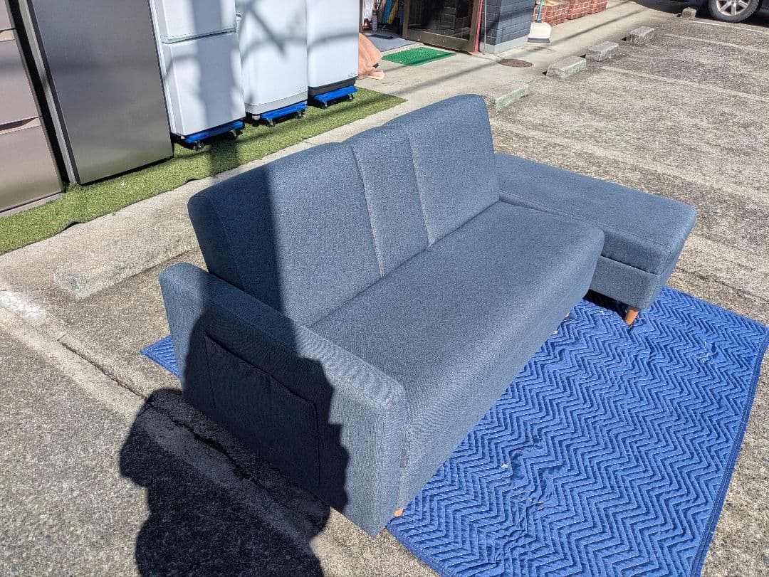 3人掛けソファベッド＋オットマン付き 状態良好のグレー系