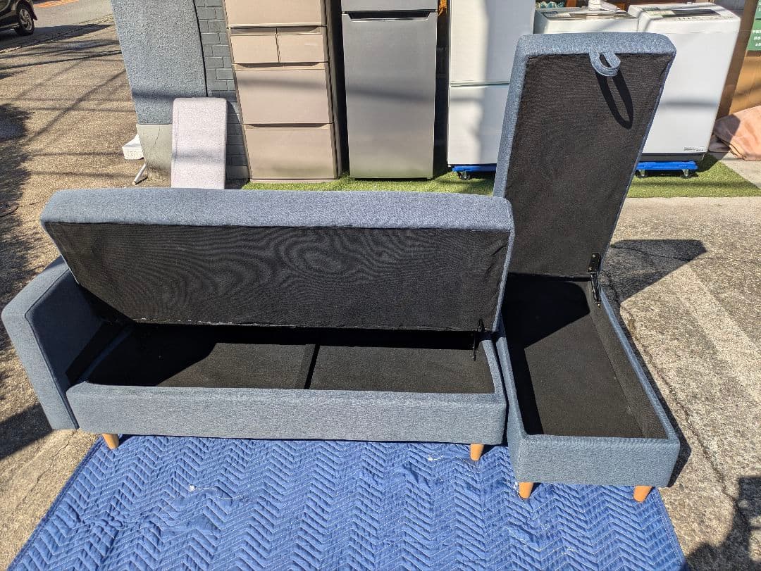 3人掛けソファベッド＋オットマン付き 状態良好のグレー系