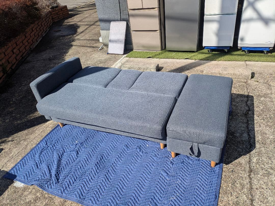 3人掛けソファベッド＋オットマン付き 状態良好のグレー系