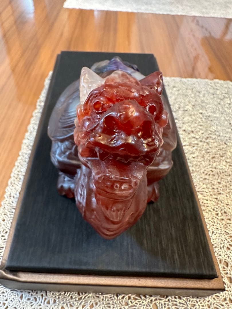 K-111夜光斑霊　斑彩石　龍亀置物　お守り　縁起物　金運　香りあり　車内飾り