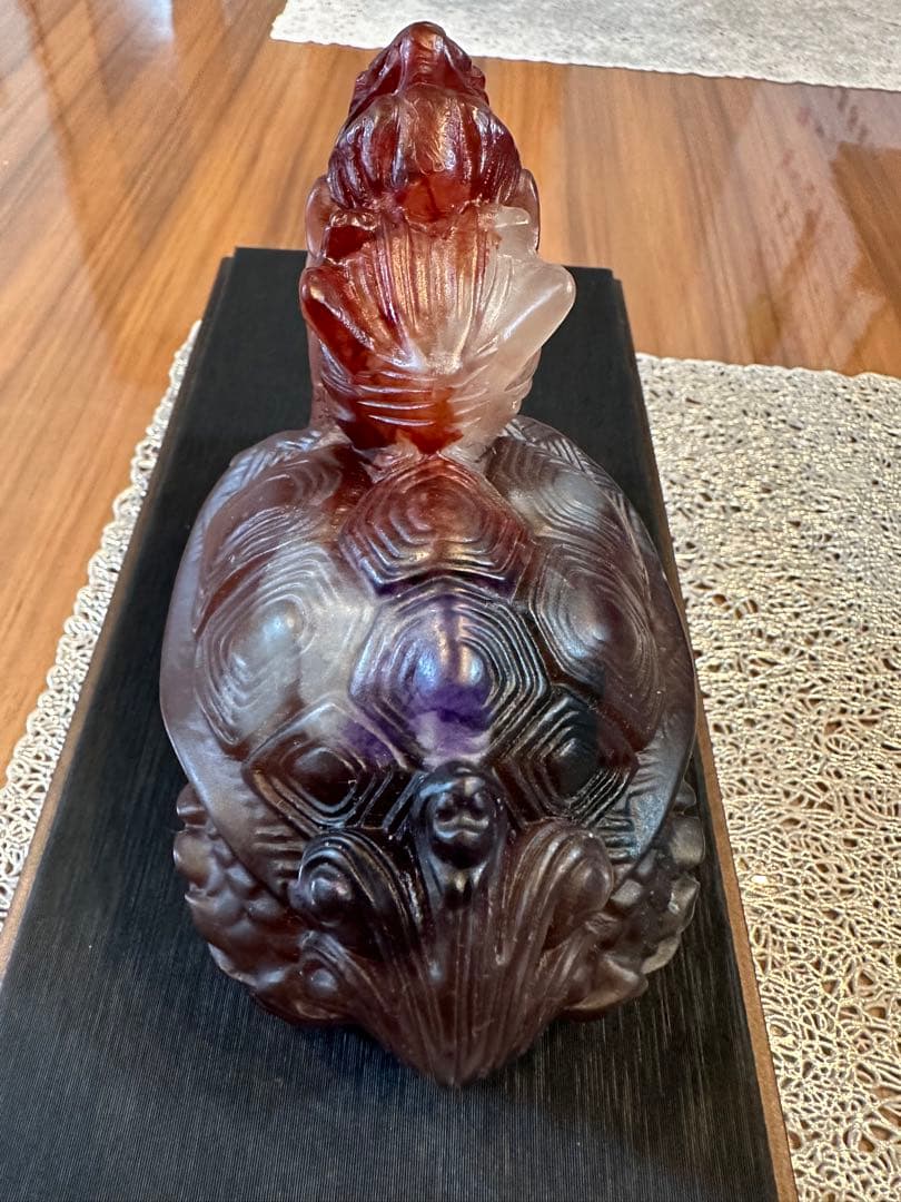 K-111夜光斑霊　斑彩石　龍亀置物　お守り　縁起物　金運　香りあり　車内飾り