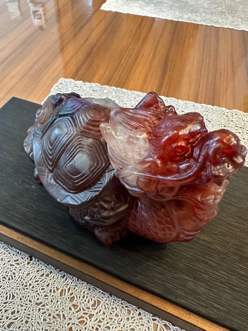 K-111夜光斑霊　斑彩石　龍亀置物　お守り　縁起物　金運　香りあり　車内飾り