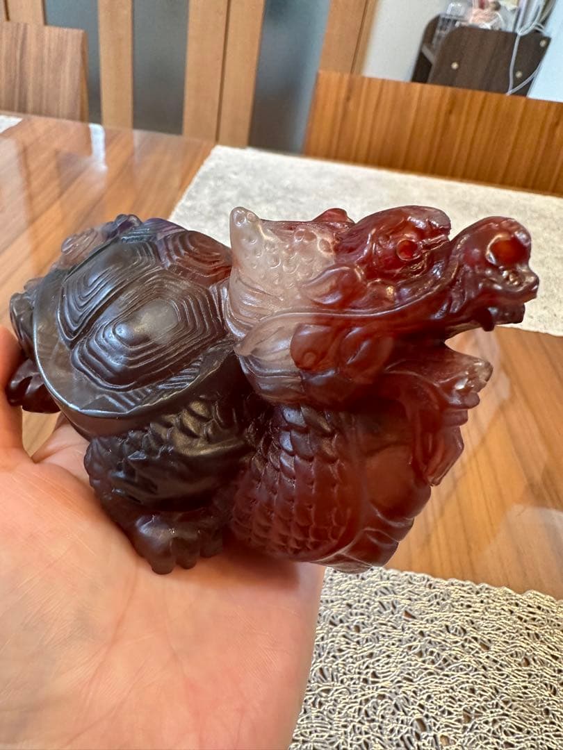 K-111夜光斑霊　斑彩石　龍亀置物　お守り　縁起物　金運　香りあり　車内飾り