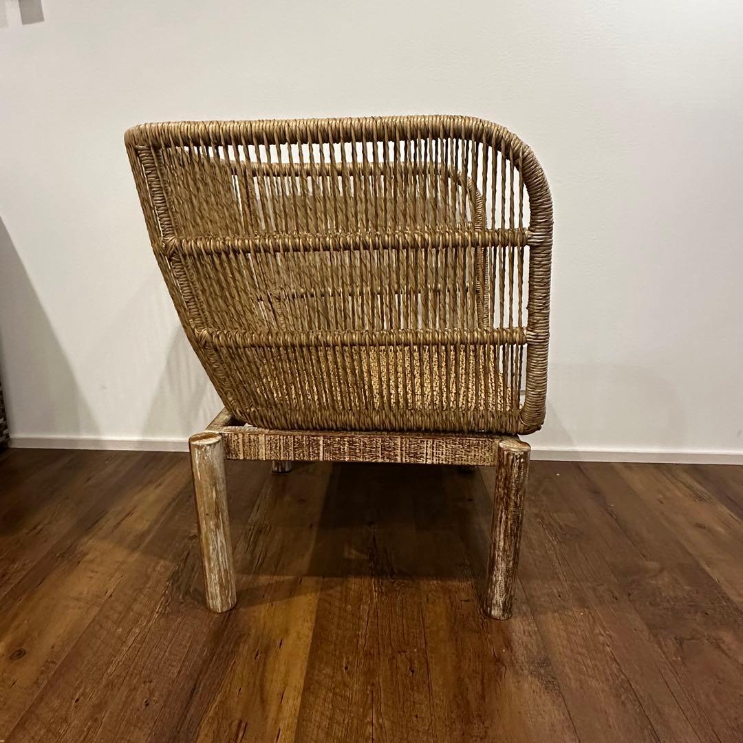 【大訳あり】シンセティックラタン×チーク無垢材モダンチェア　通常88,000円が