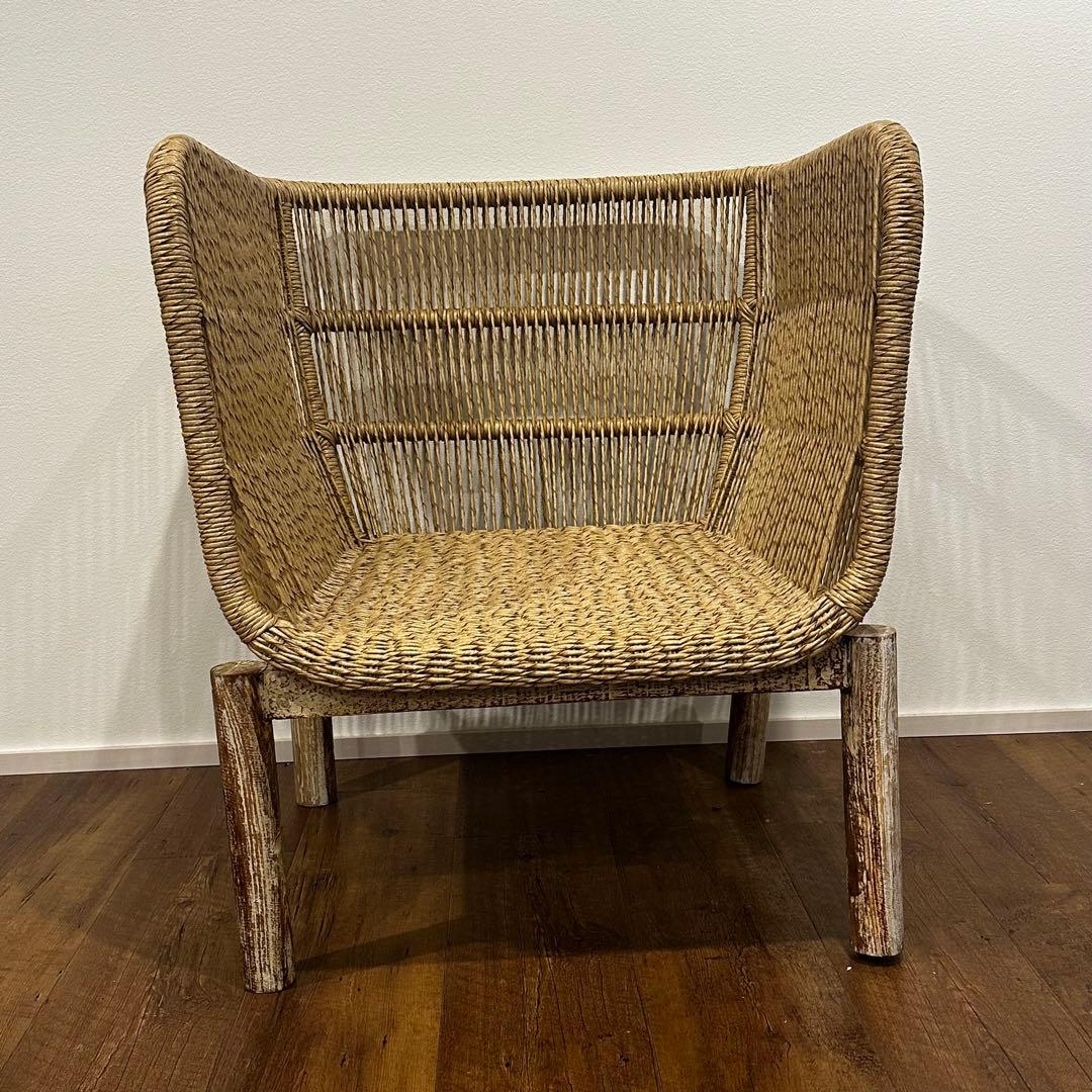 【大訳あり】シンセティックラタン×チーク無垢材モダンチェア　通常88,000円が