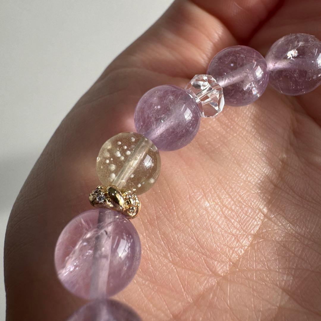 セール　天然石　ハンドメイドブレス　アメトリン　リビアングラス　アメジスト