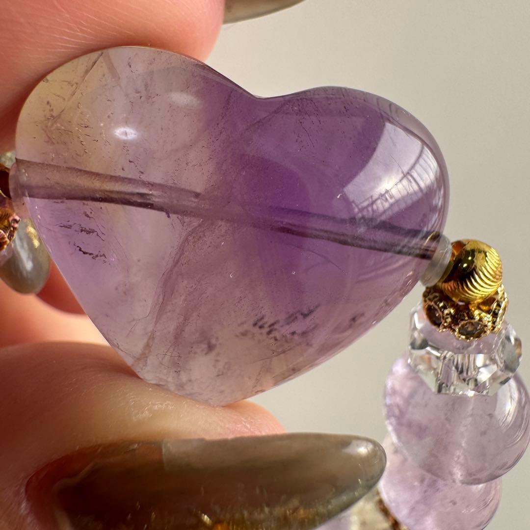 セール　天然石　ハンドメイドブレス　アメトリン　リビアングラス　アメジスト