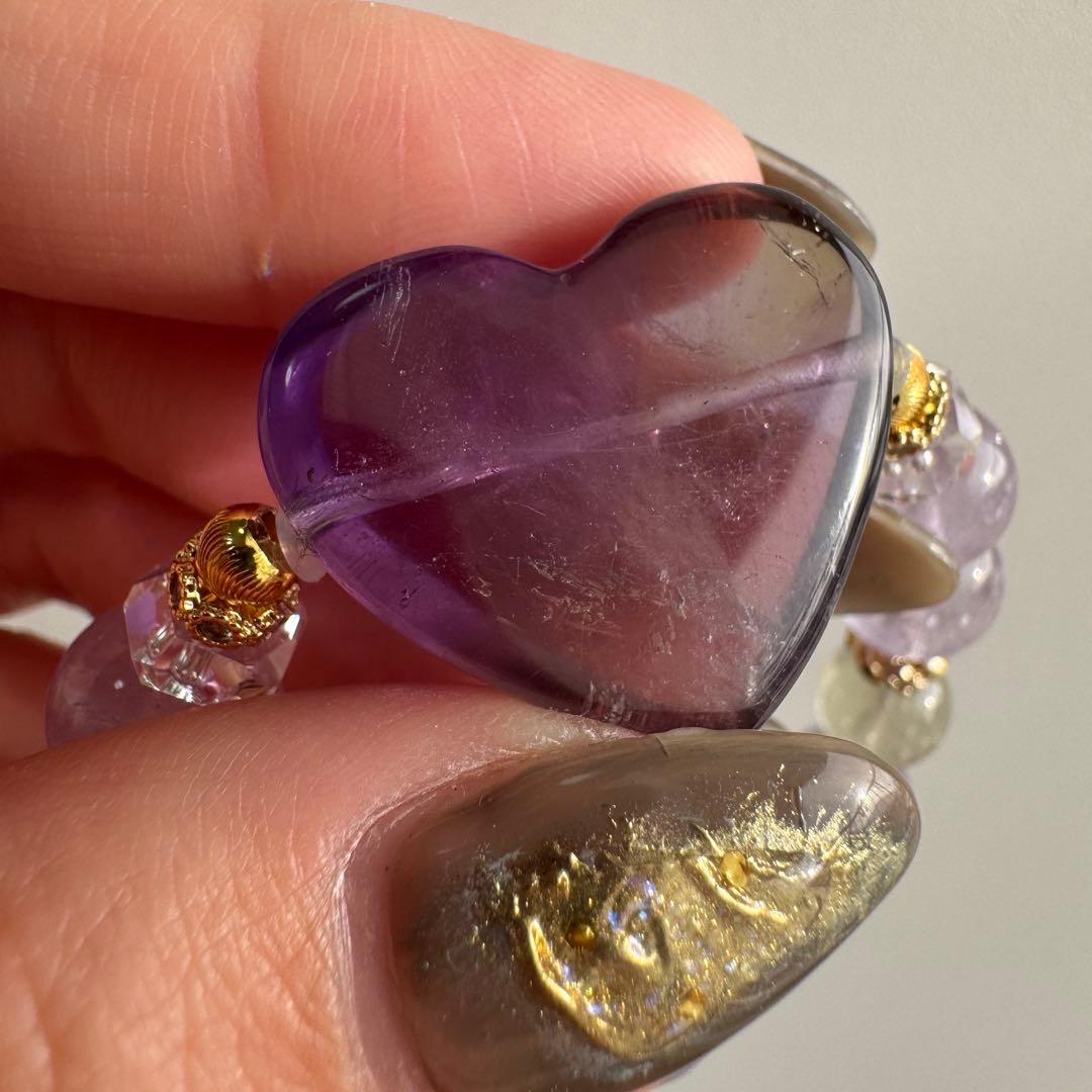 セール　天然石　ハンドメイドブレス　アメトリン　リビアングラス　アメジスト