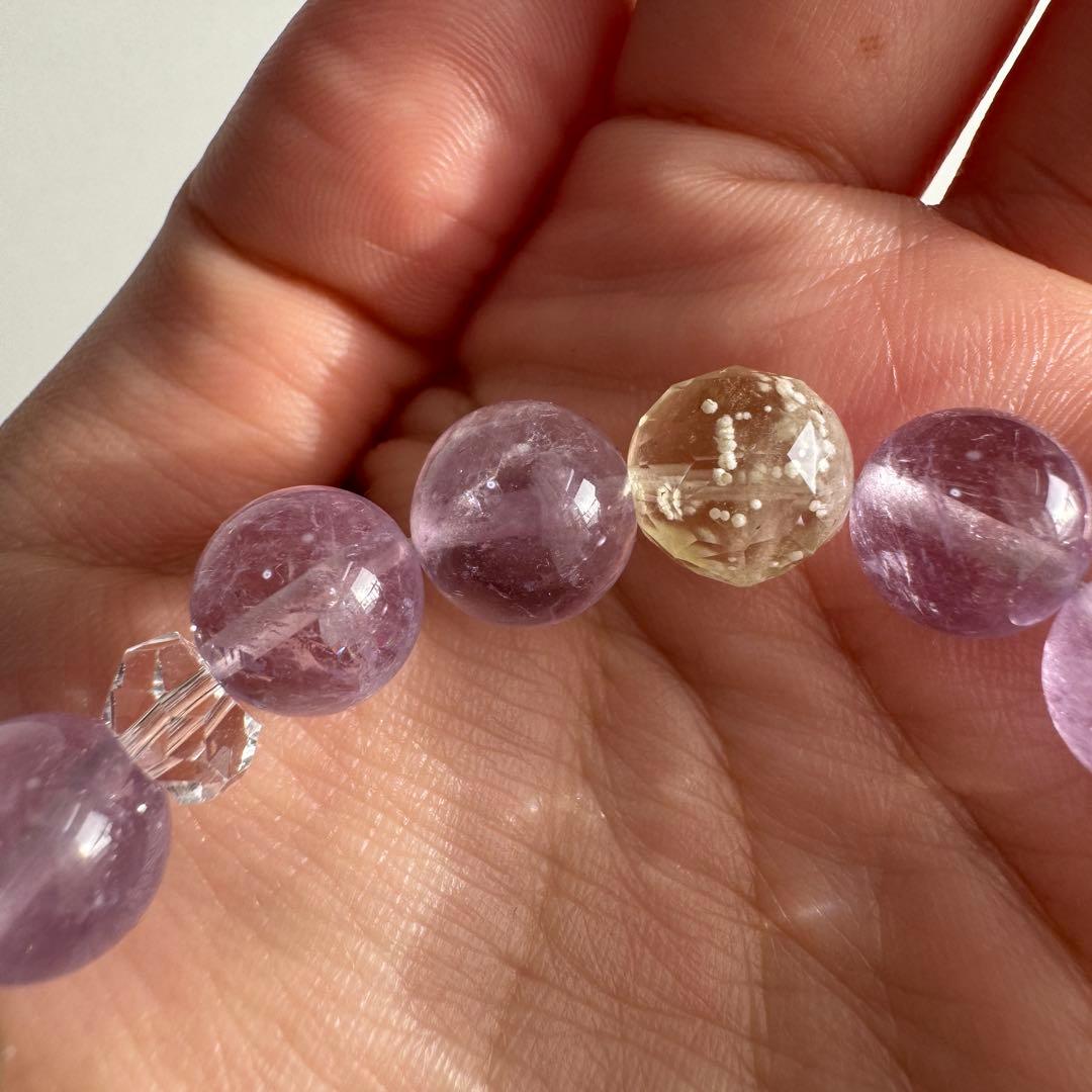 セール　天然石　ハンドメイドブレス　アメトリン　リビアングラス　アメジスト