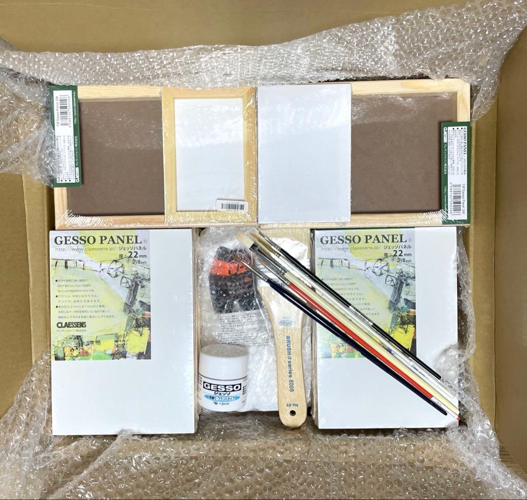 クレサン ジェッソ塗布パネル他 画材セット