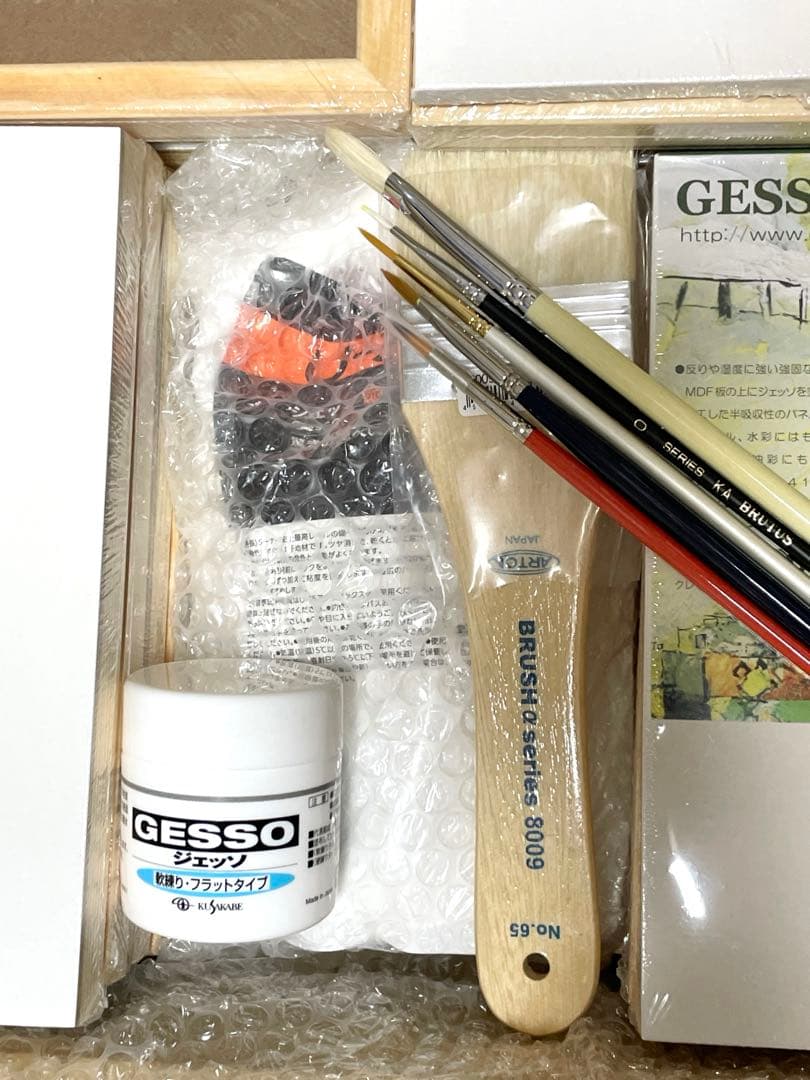 クレサン ジェッソ塗布パネル他 画材セット