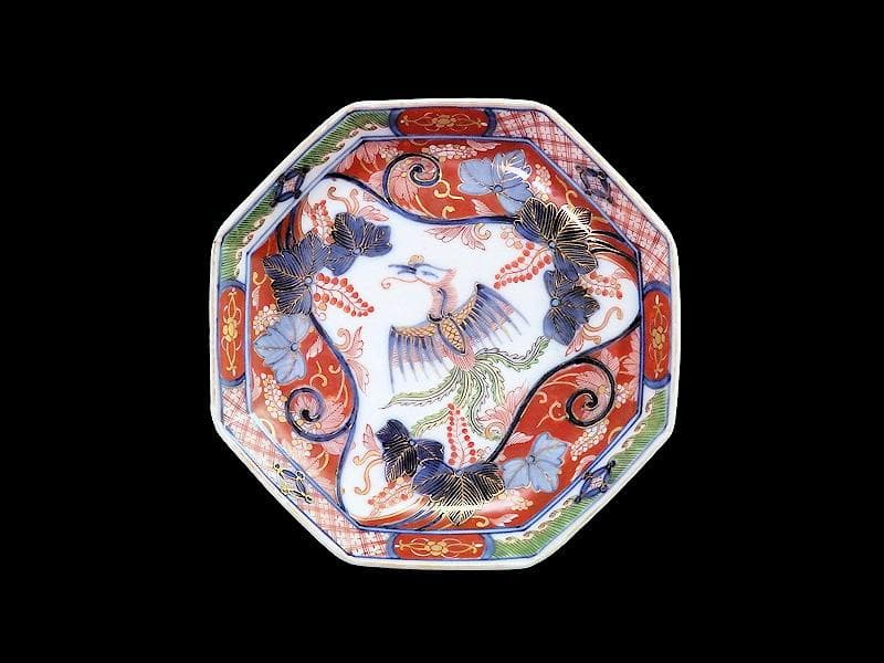 大聖寺伊万里　金襴手　桐に鳳凰の図　八角5寸皿　B232AS-CUr