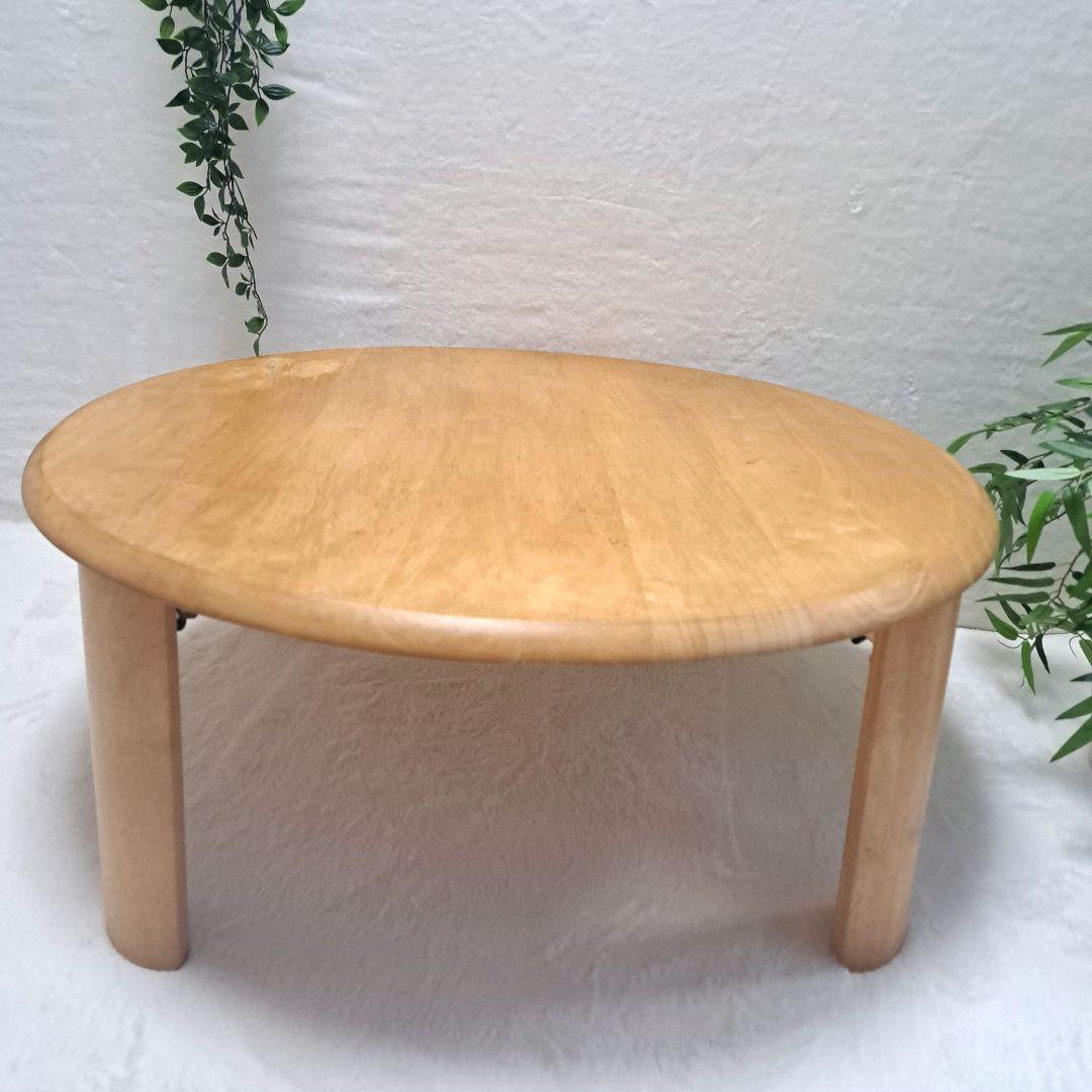 円卓　ちゃぶ台　テーブル 折りたたみ脚 木製 座卓 丸　80cm