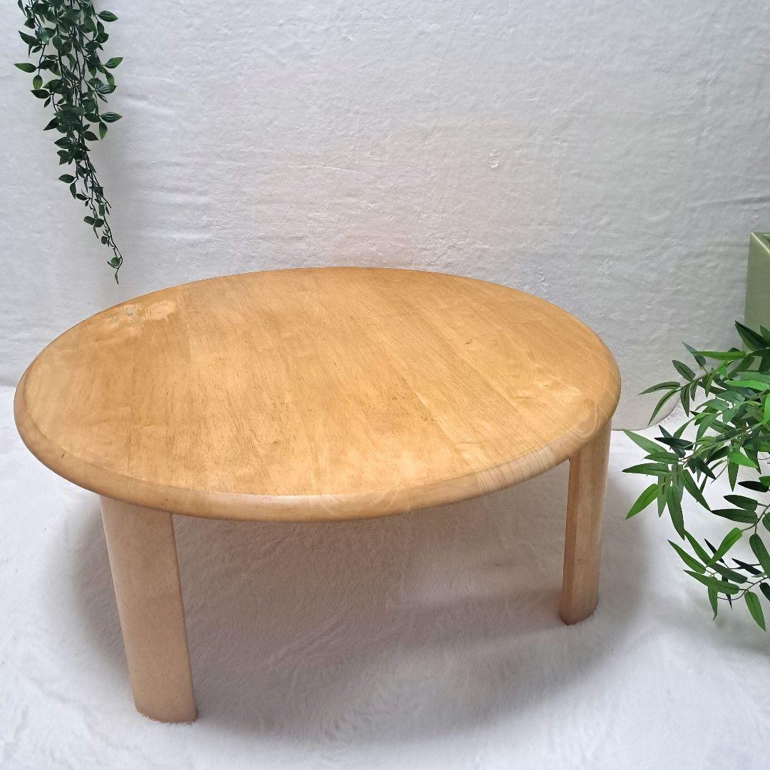 円卓　ちゃぶ台　テーブル 折りたたみ脚 木製 座卓 丸　80cm