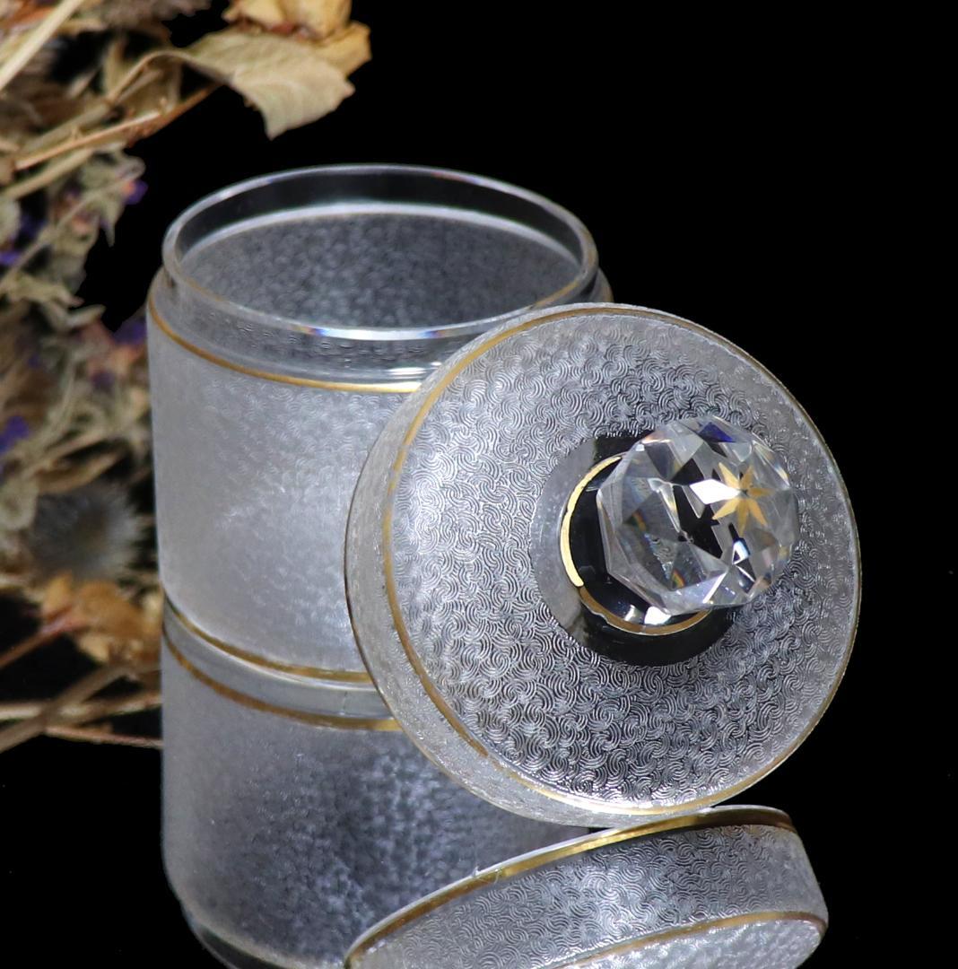 オールド・バカラ 春海商店特注 青海波模様 金彩 蓋物 ボンボニエール 小物入れ