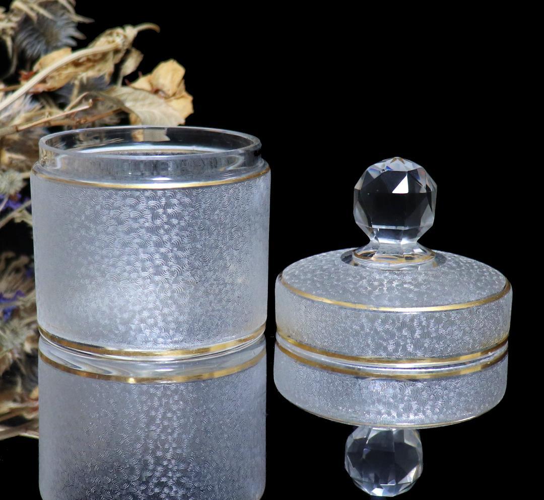 オールド・バカラ 春海商店特注 青海波模様 金彩 蓋物 ボンボニエール 小物入れ