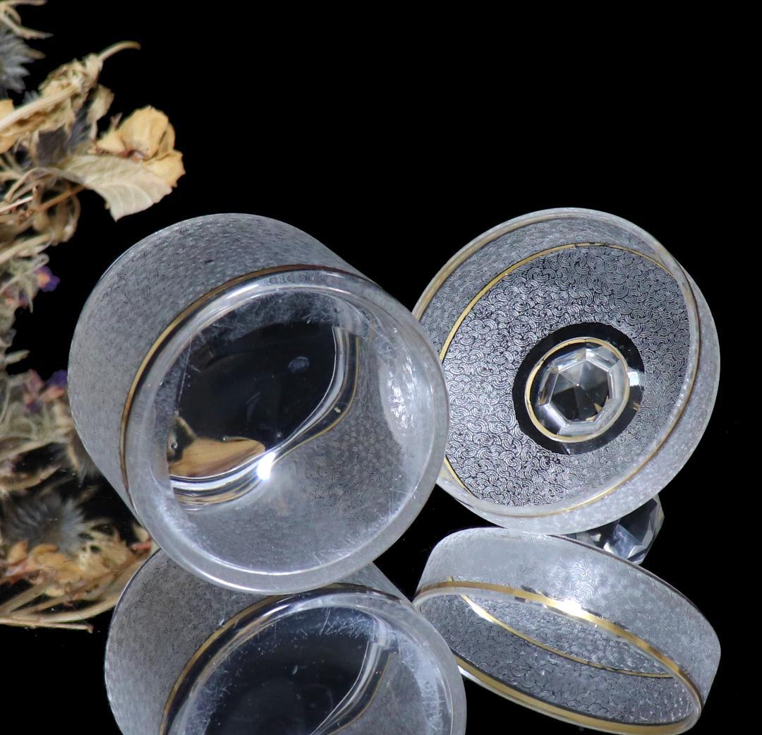 オールド・バカラ 春海商店特注 青海波模様 金彩 蓋物 ボンボニエール 小物入れ