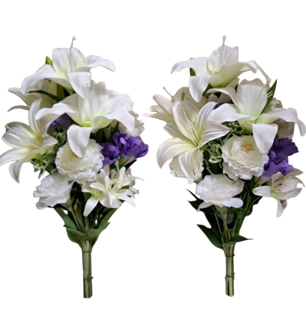 お墓用造花仏花　全長48cm. 一対　新品未使用リアル供花　No264