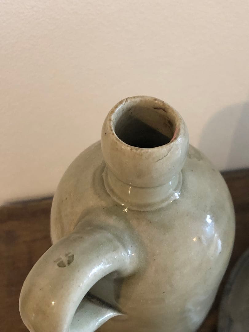 フランス アンティーク ボトル　花器　一輪挿し　花瓶　陶器のボトル　素朴な陶器