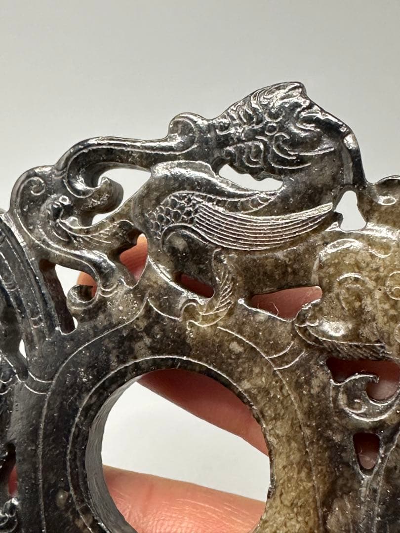 中国古美術.古蔵品 古和田玉佩.純手彫り観賞物 彫刻された獣のモチーフの石製