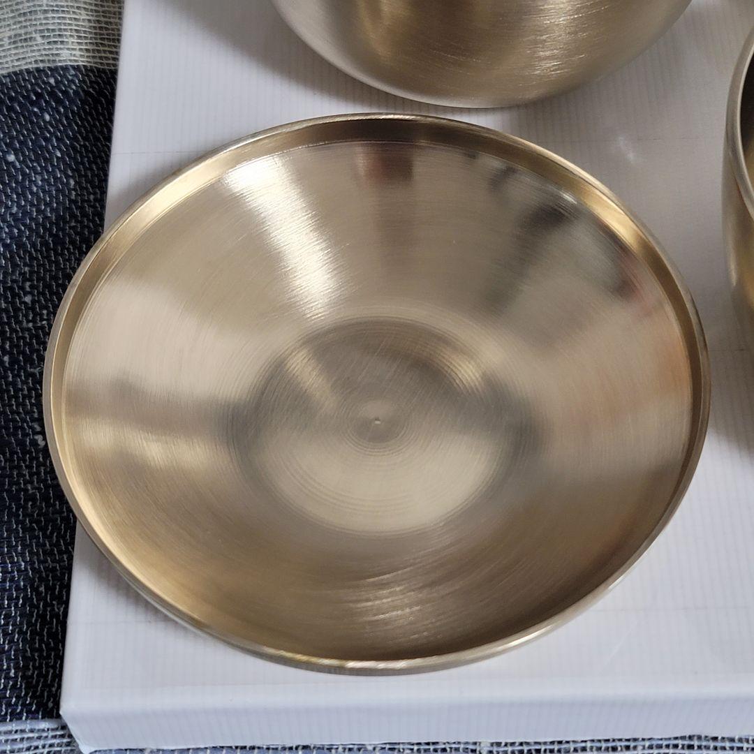 韓国　真鍮食器　鍮器　ユギ 蓋付き飯椀　2個セット 「光明傳統　鍮器工房」刻印有