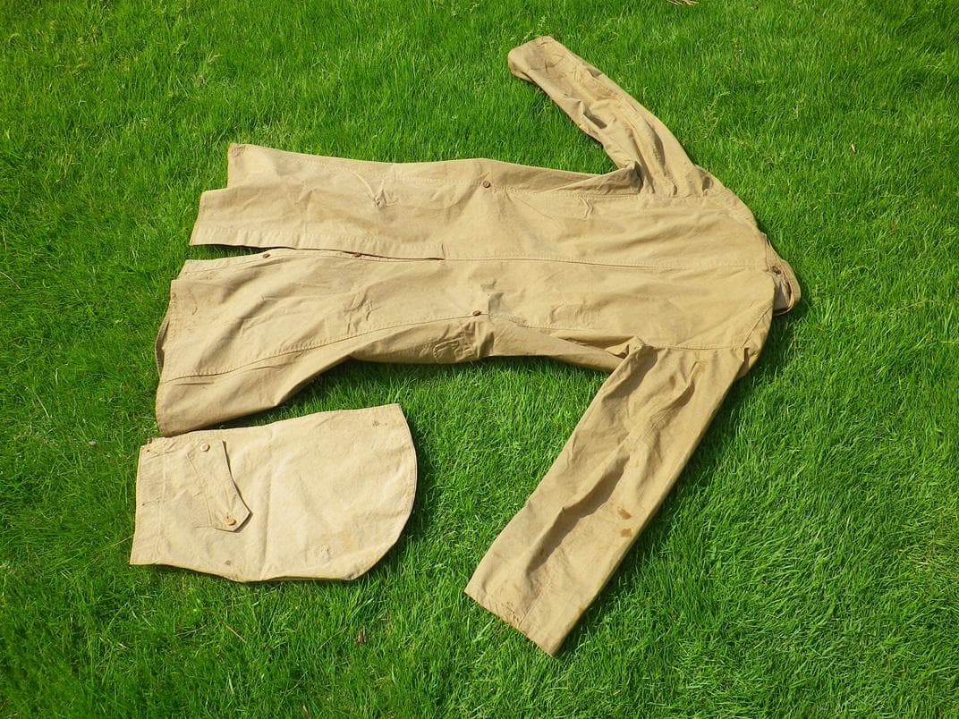 旧日本陸軍　軍服　三式雨衣　大号　フード付き　当時物　【管番346】