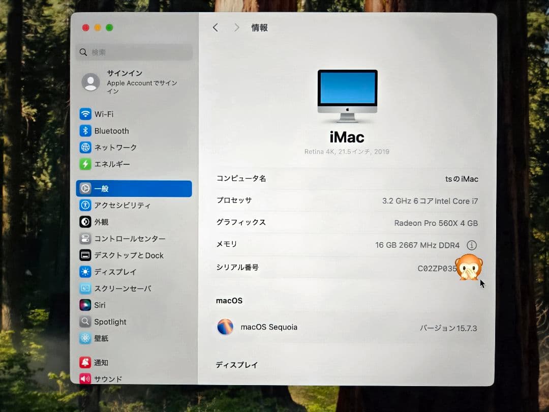21.5インチ iMac Retina 4Kディスプレイモデル(2019)