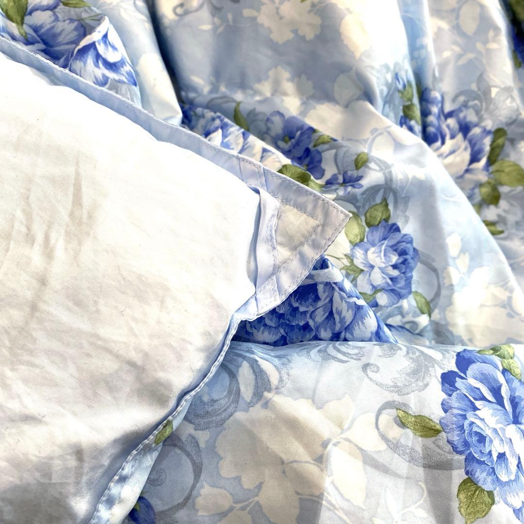 ❤️京都西川❤️羽毛掛けふとん❤️シングルロング❤️新品❤️150×210❤️花柄❤️水色❤️