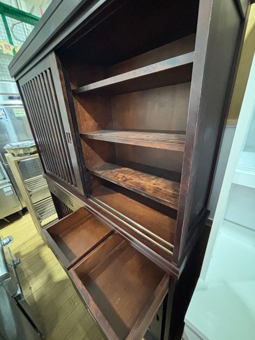 T52 木製食器棚 ダークブラウン