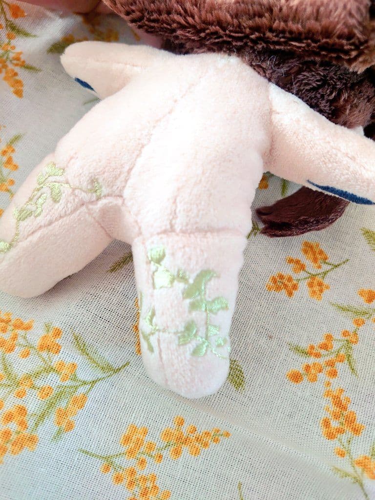 自作ぬい15cm　馬耳×青百合と蔦の刺繍