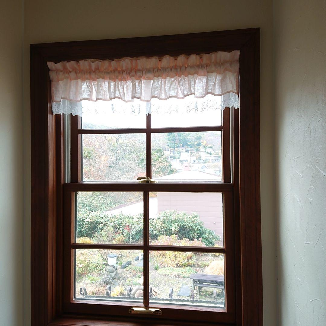 ふんわりダブルガーゼ♡両開き&バランスカフェカーテン ピンク 水玉 ハンドメイド