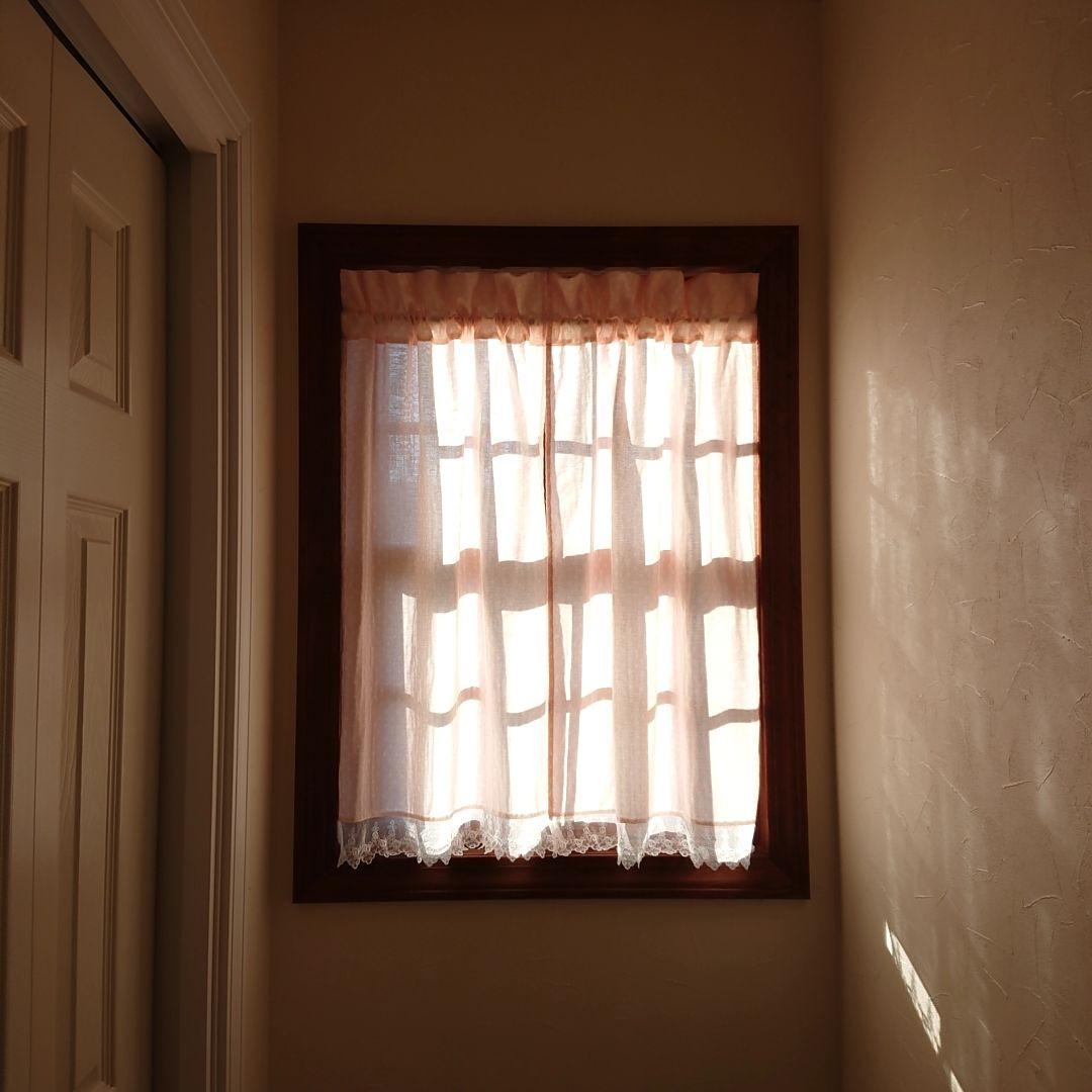 ふんわりダブルガーゼ♡両開き&バランスカフェカーテン ピンク 水玉 ハンドメイド