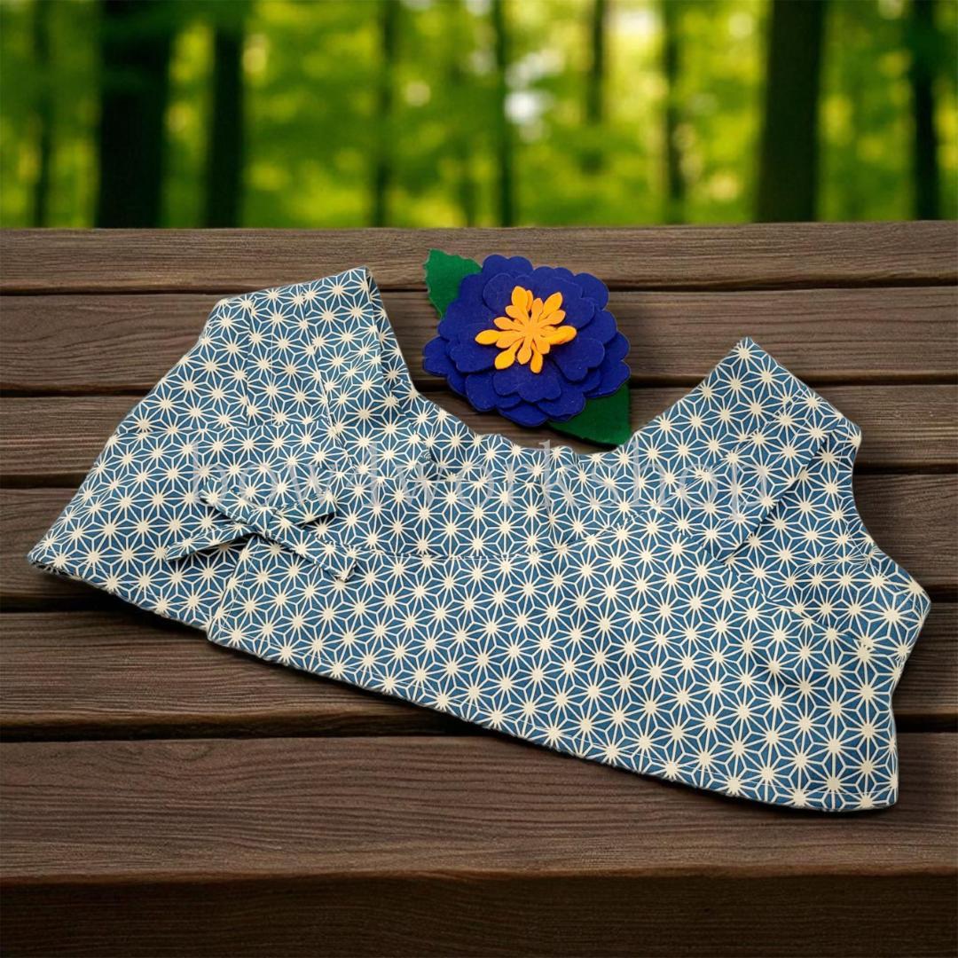 ラボット LOVOT ラボットの服ハンドメイド 甚平+お花コサージュセットブルー