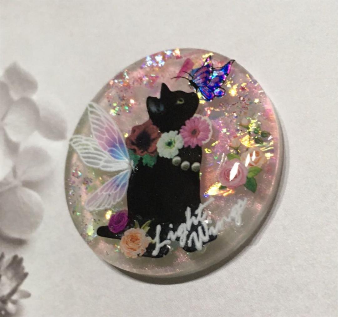 レジンヘアゴム・蝶の羽黒猫ちゃん