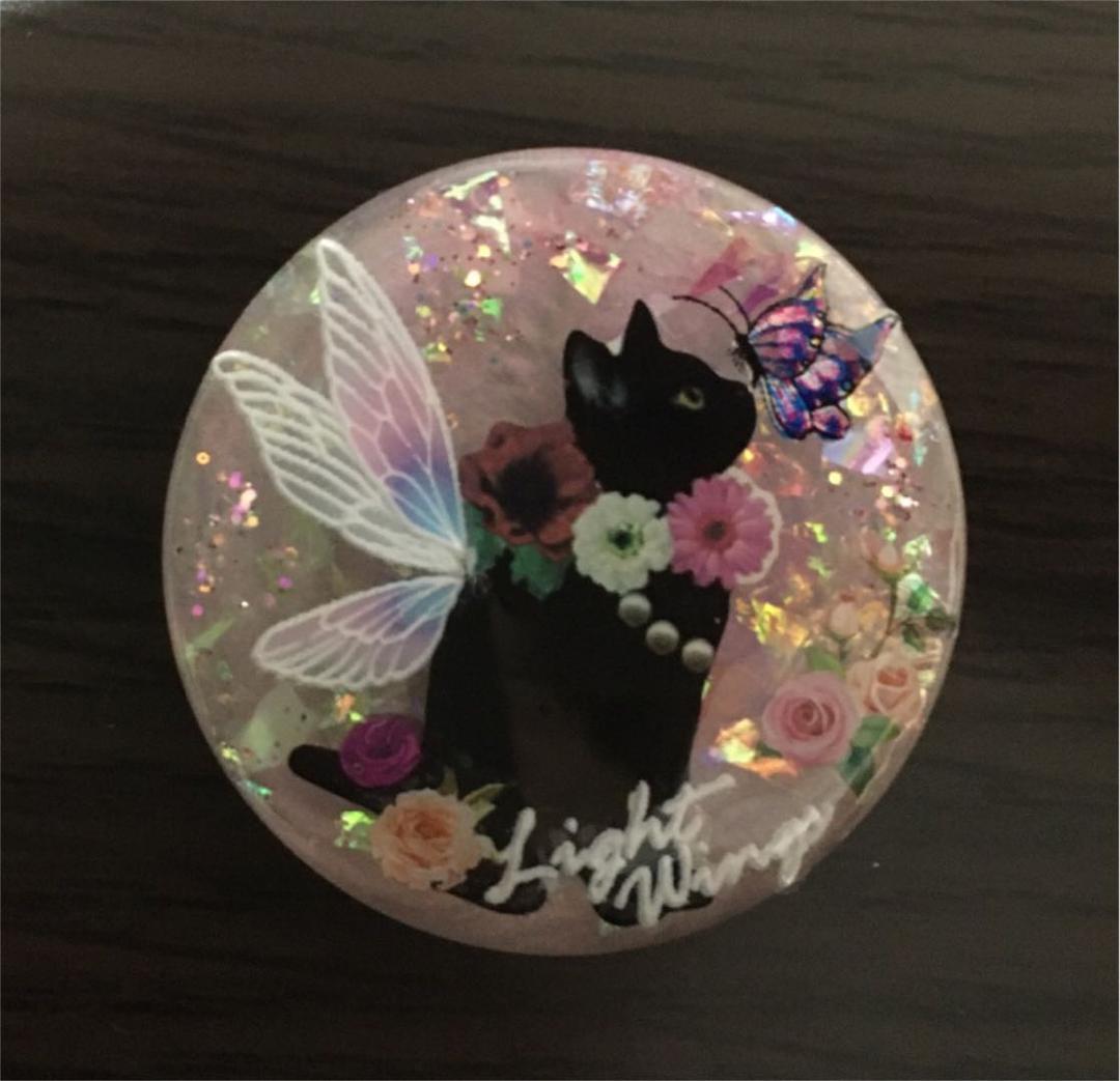 レジンヘアゴム・蝶の羽黒猫ちゃん