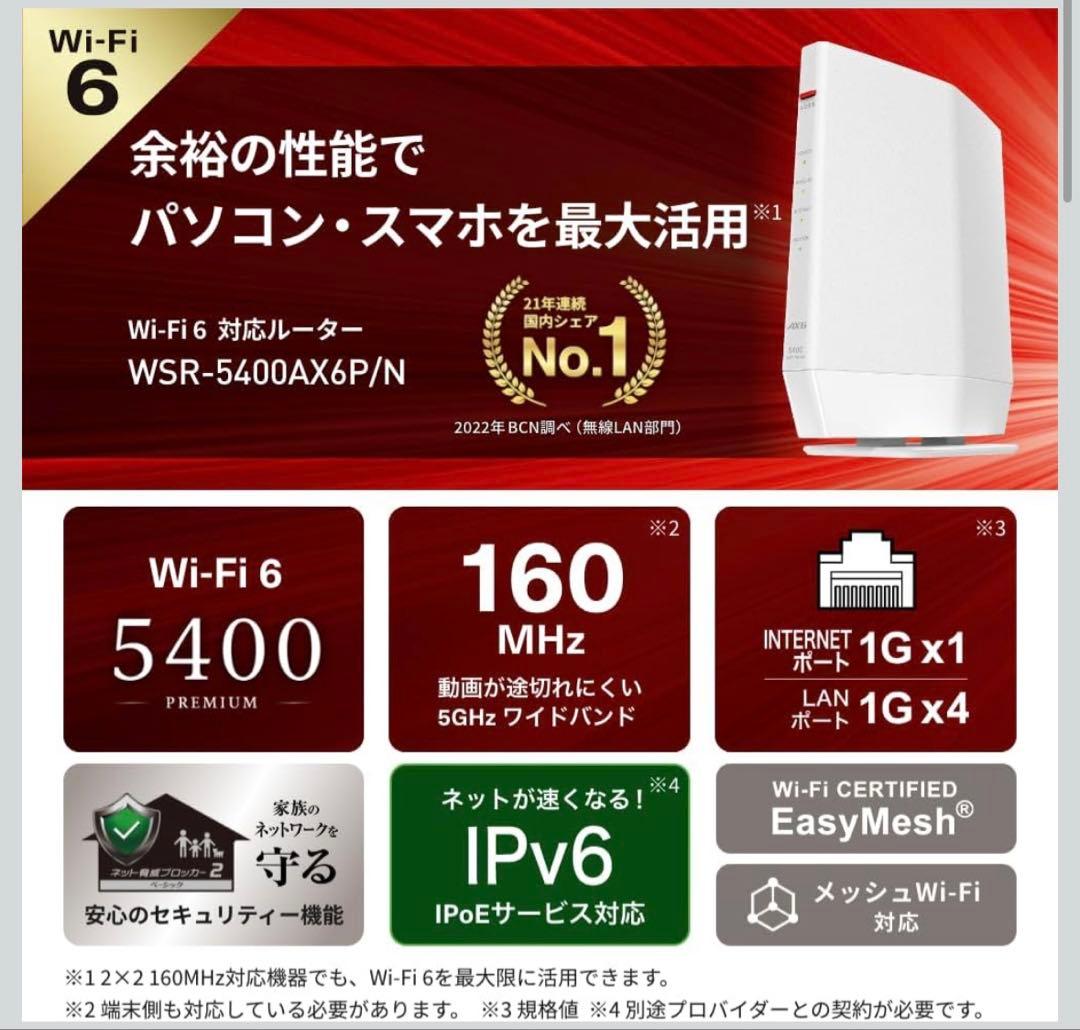 【美品】WSR-5400AX6P/NWH エコパッケージ