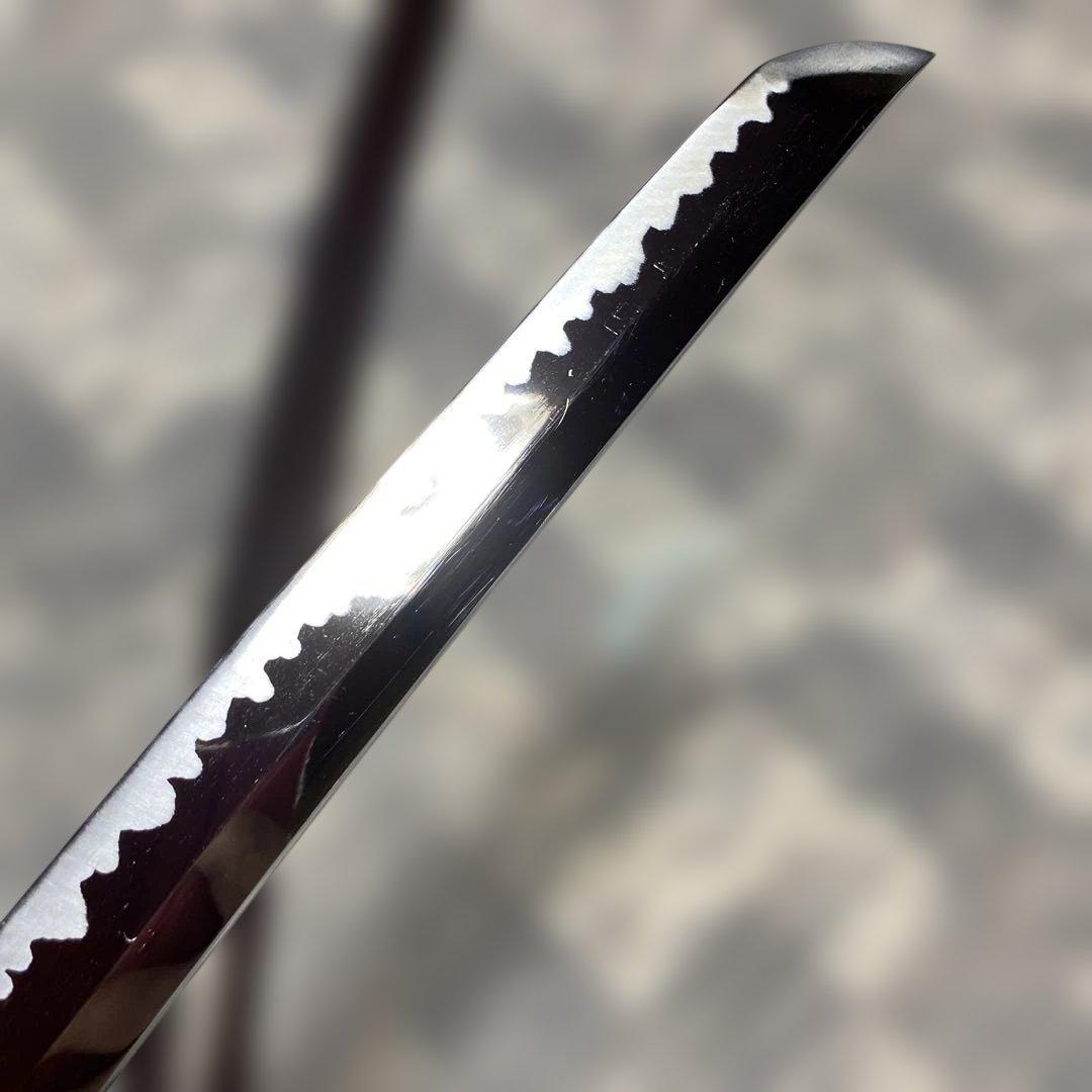 割安模造大刀 黒柄 松葉透し丸鍔 焦茶梨地鞘