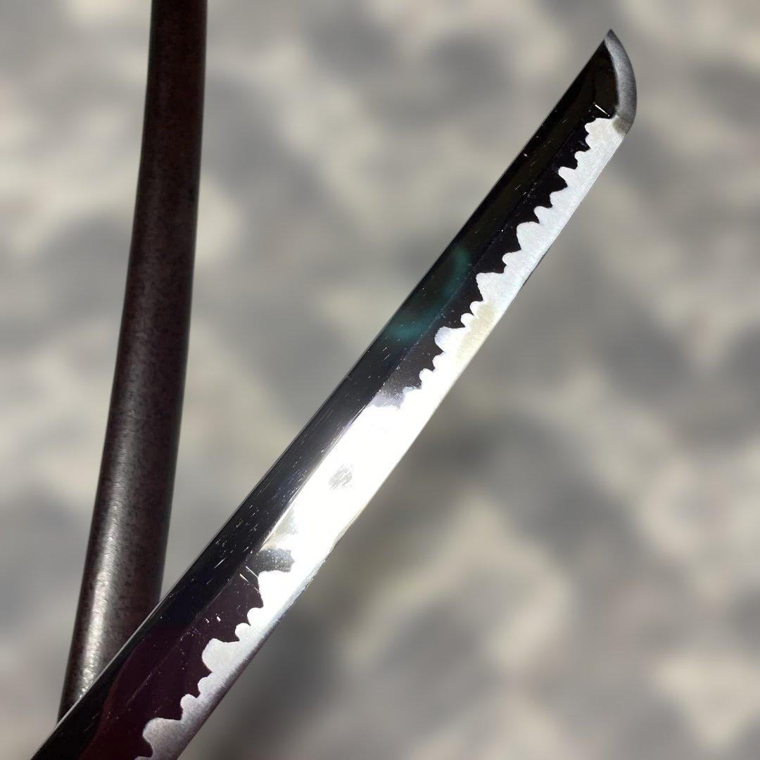 割安模造大刀 黒柄 松葉透し丸鍔 焦茶梨地鞘