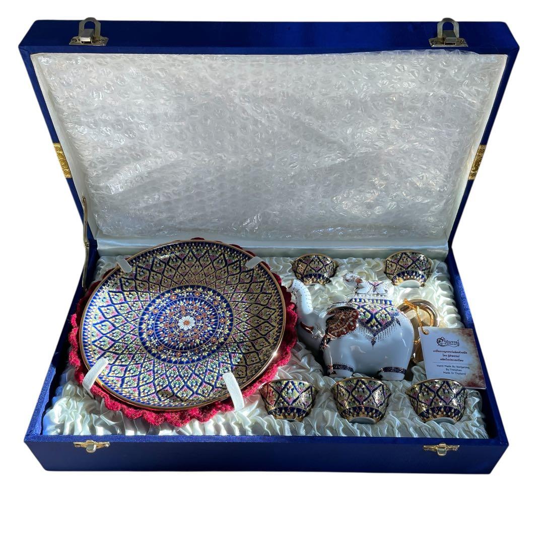 新品未使用　ベンジャロン焼き　ティーセット （ゾウ：箱付き）　高級　オシャレ