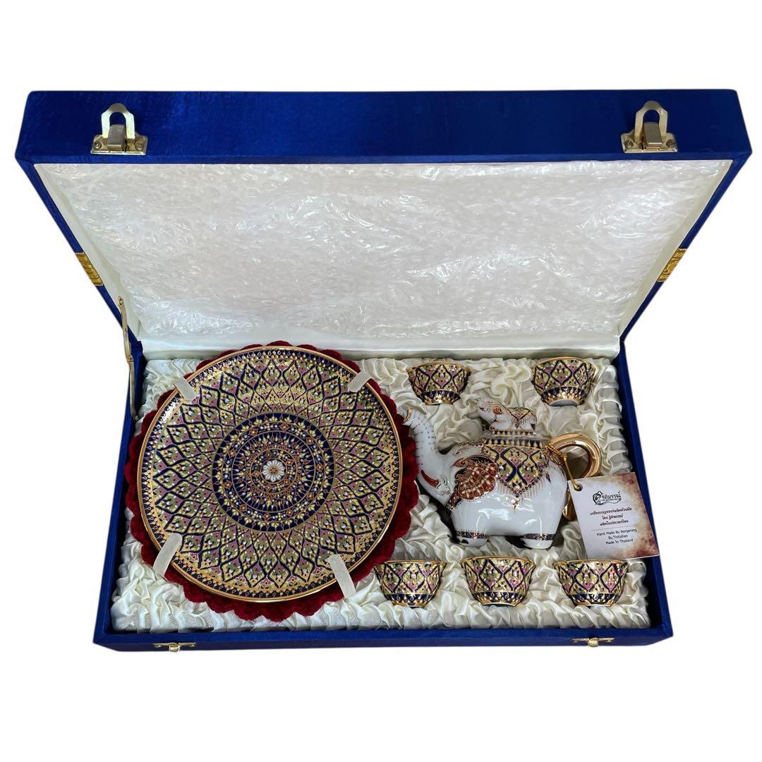 新品未使用　ベンジャロン焼き　ティーセット （ゾウ：箱付き）　高級　オシャレ